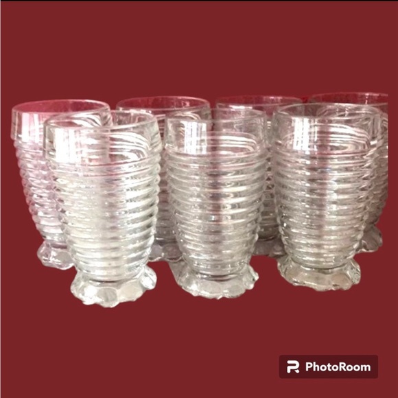 Anchor Hocking Other - Anchor Hocking Bubble Base Depression Glass Tumbler Parfait Set of 7